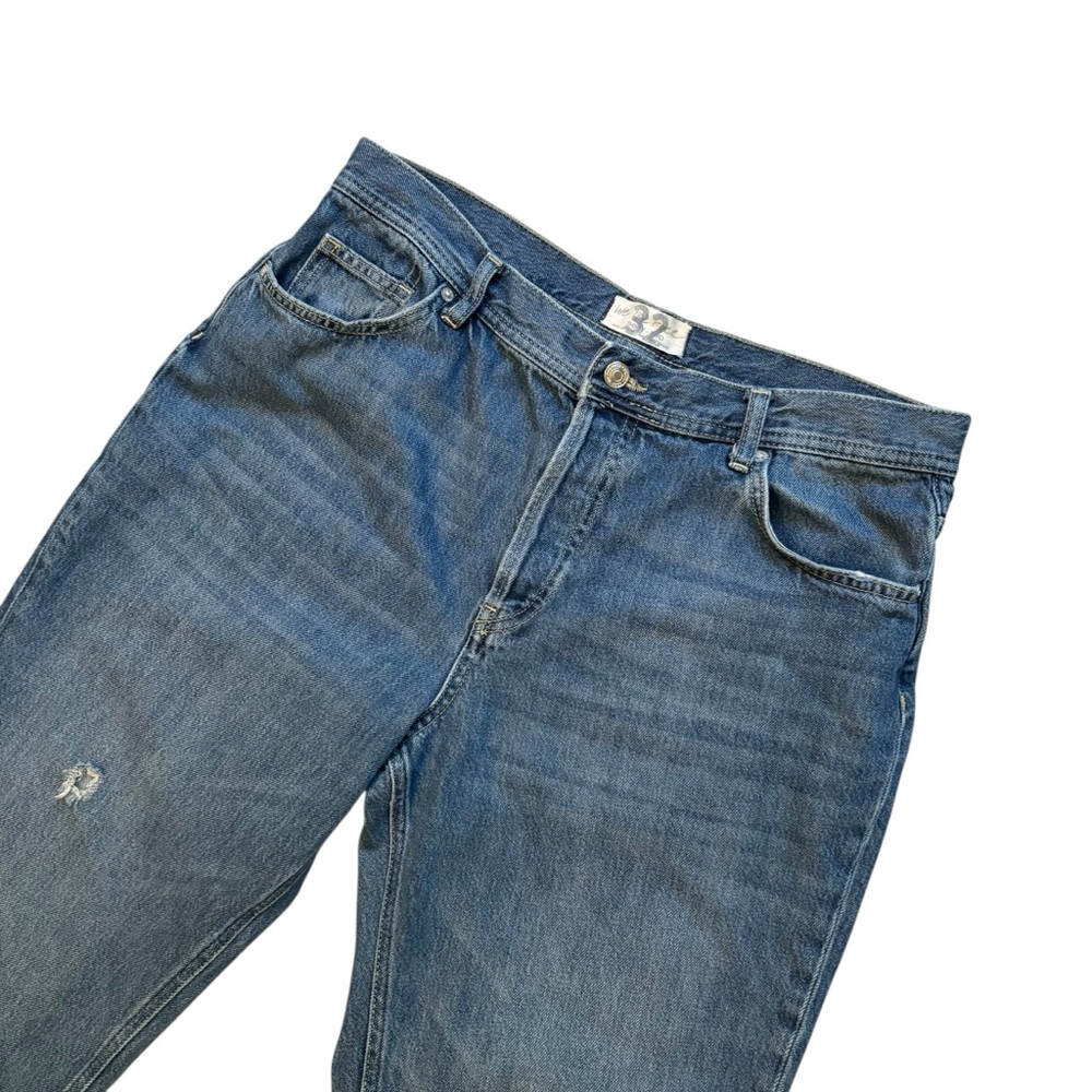 Free People Maggie Ripped Ankle Straight Leg Jeans In Sequoia Blue, Sz 32 - Picture 7 of 16